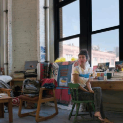 student in studio